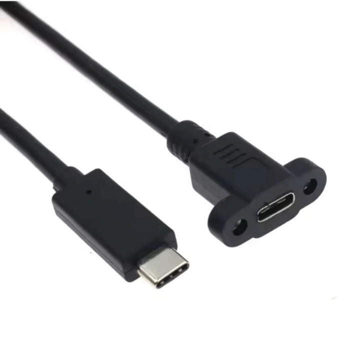 USB Type-C 3.2 PD100W Erkek-Dişi Panel Montaj Uzatma Kablosu - 30cm