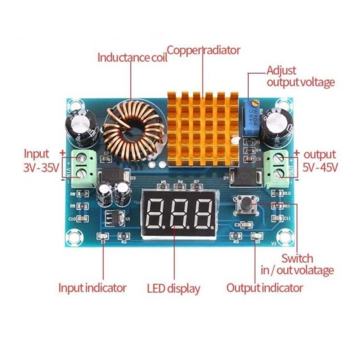VHM-411 5A 100W Voltaj Yükseltici Step Up Regülatör Kartı