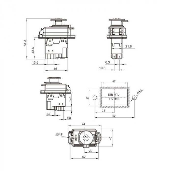 ZCD-02D1 5-Pin Elektromanyetik Switch