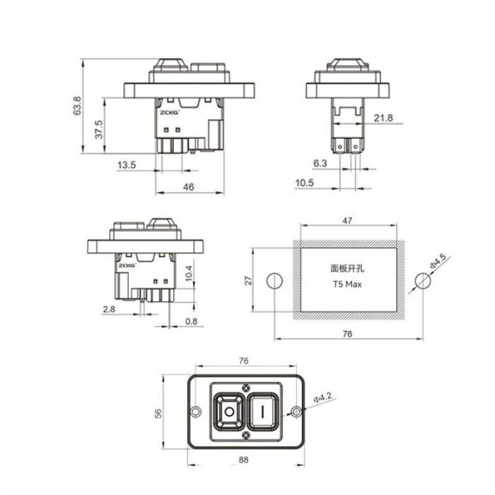 ZCD-02F 5-Pin Elektromanyetik Switch