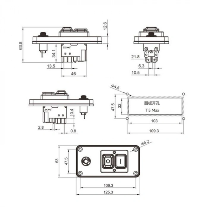 ZCD-02FL 5-Pin Elektromanyetik Switch