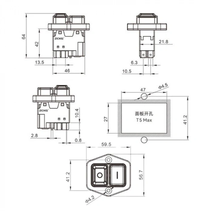 ZCD-02H 5-Pin Elektromanyetik Switch