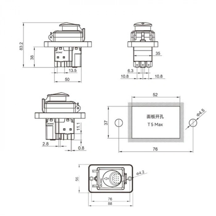 ZCD-03B 6-Pin Elektromanyetik Switch - Kutulu