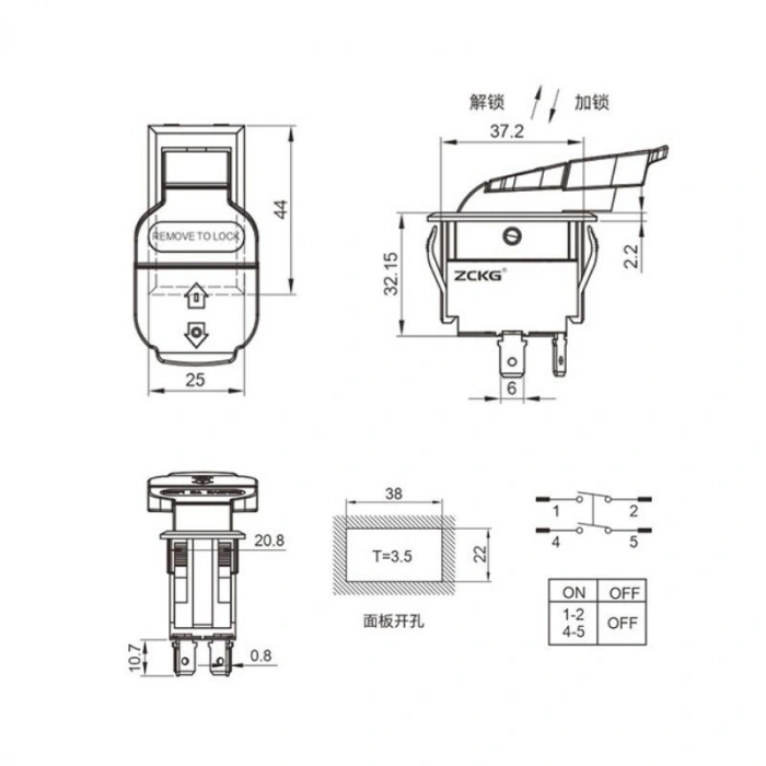 ZCK-01B 4-Pin Elektromanyetik Switch