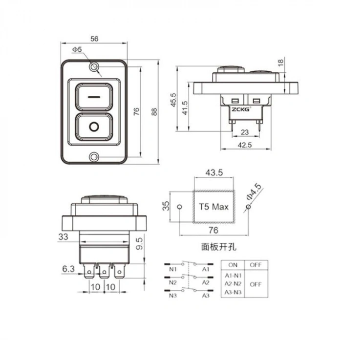ZCK-02 6-Pin Elektromanyetik Switch
