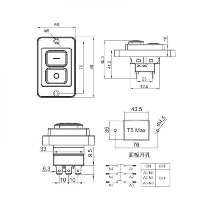 ZCK-02 6-Pin Elektromanyetik Switch - Kutulu