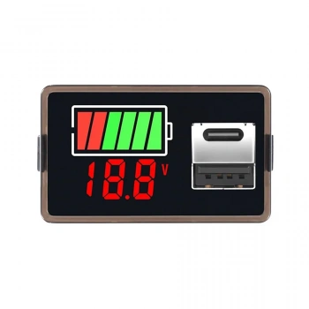 12V Akü Kapasite Göstergesi USB+Type-C - Kırmızı