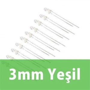 3mm Şeffaf Yeşil Diyot LED