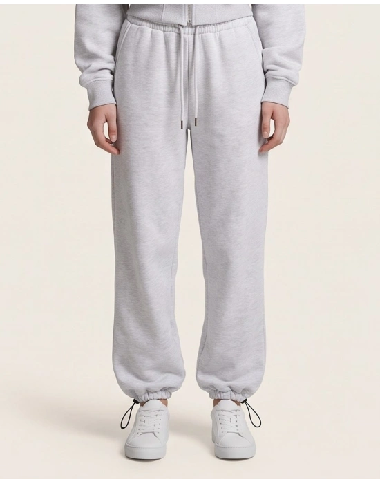 Kadın Oversize Fermuarlı Kapüşonlu Sweatshirt ve Stoperli Paça Eşofman Altı Takım