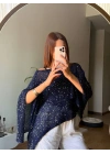 Simli Pullu Asimetrik Beach Panço | Kadın Triko Bluz - Bej, Siyah, Lacivert