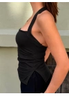 Halter Yaka Sırtı Açık Büzgülü Bluz | Kadın Crop Top V Yırtmaçlı Etek