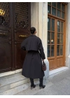 ALORA  Oversize Uzun Trençkot Kemerli Kadın Kaban - ZYRA