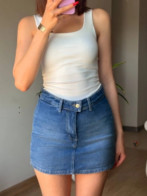 Mavi Yüksek Bel Kot Şort Etek Mini Denim Şortlu Etek