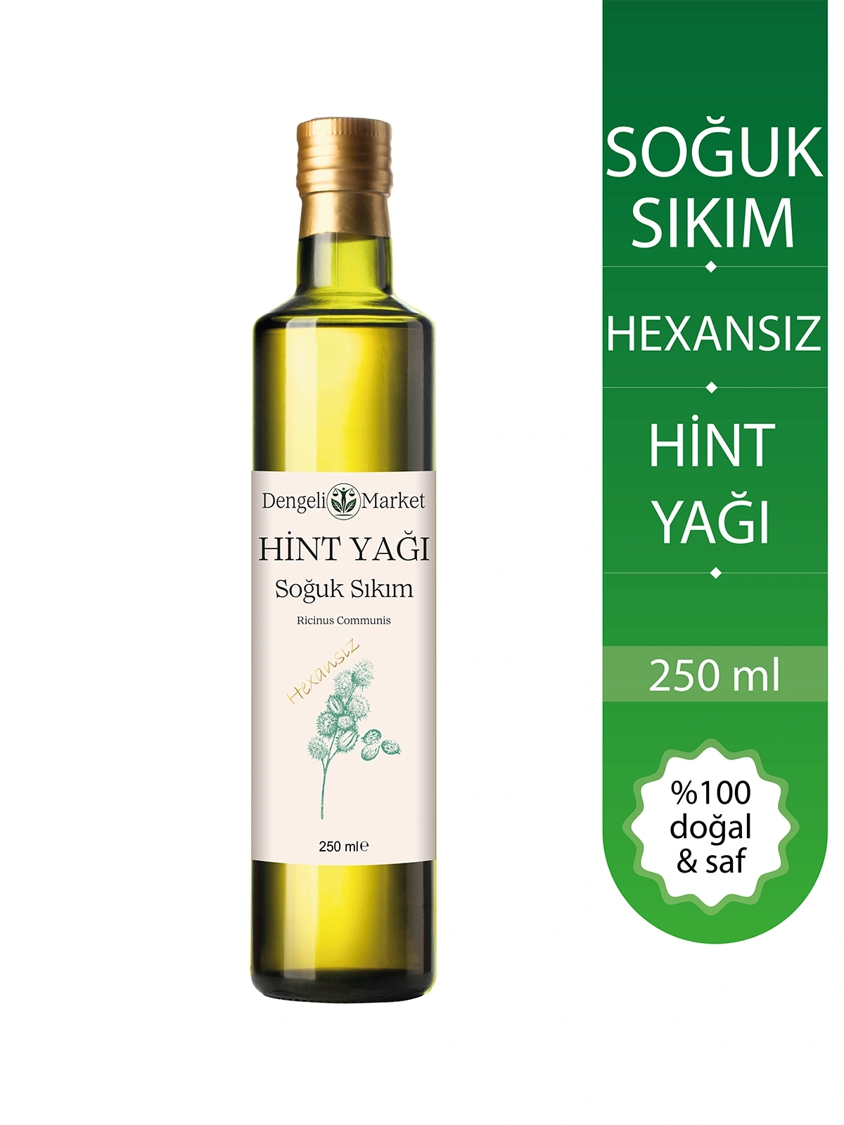Hint Yağı 250 ml | Hekzansız | Soğuk Sıkım | Cam Şişe | Doğal Bakım Yağı