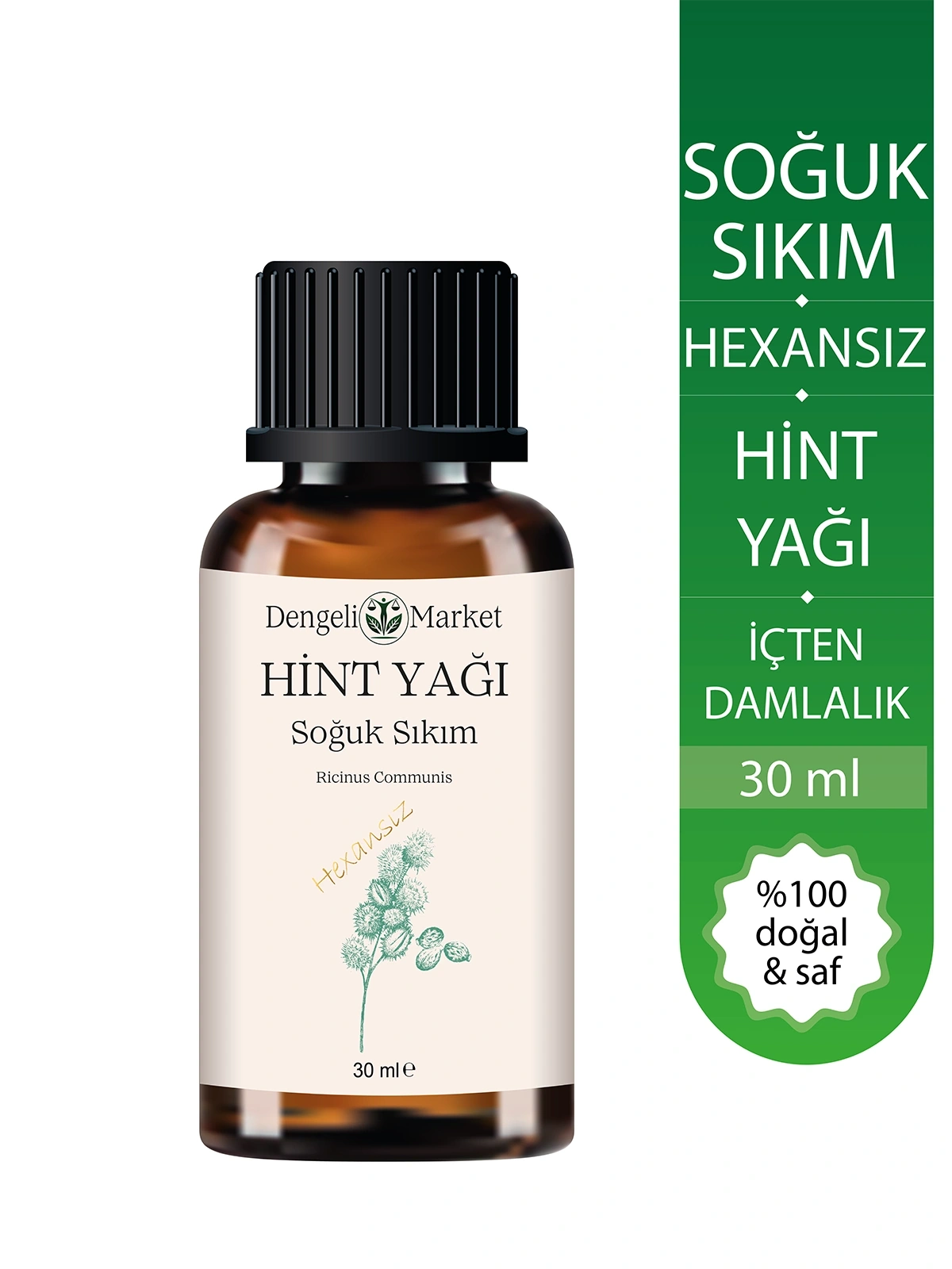 Hint Yağı 30 ml | Hekzansız | Soğuk Sıkım | Pratik Kullanım | Cam Şişe | Doğal Bakım Yağı