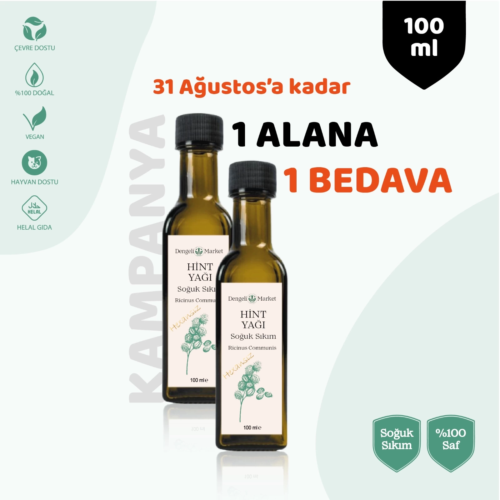 Hint Yağı / 100 ml. (HEXANSIZ) + 1 Adet 100 ml Hediye