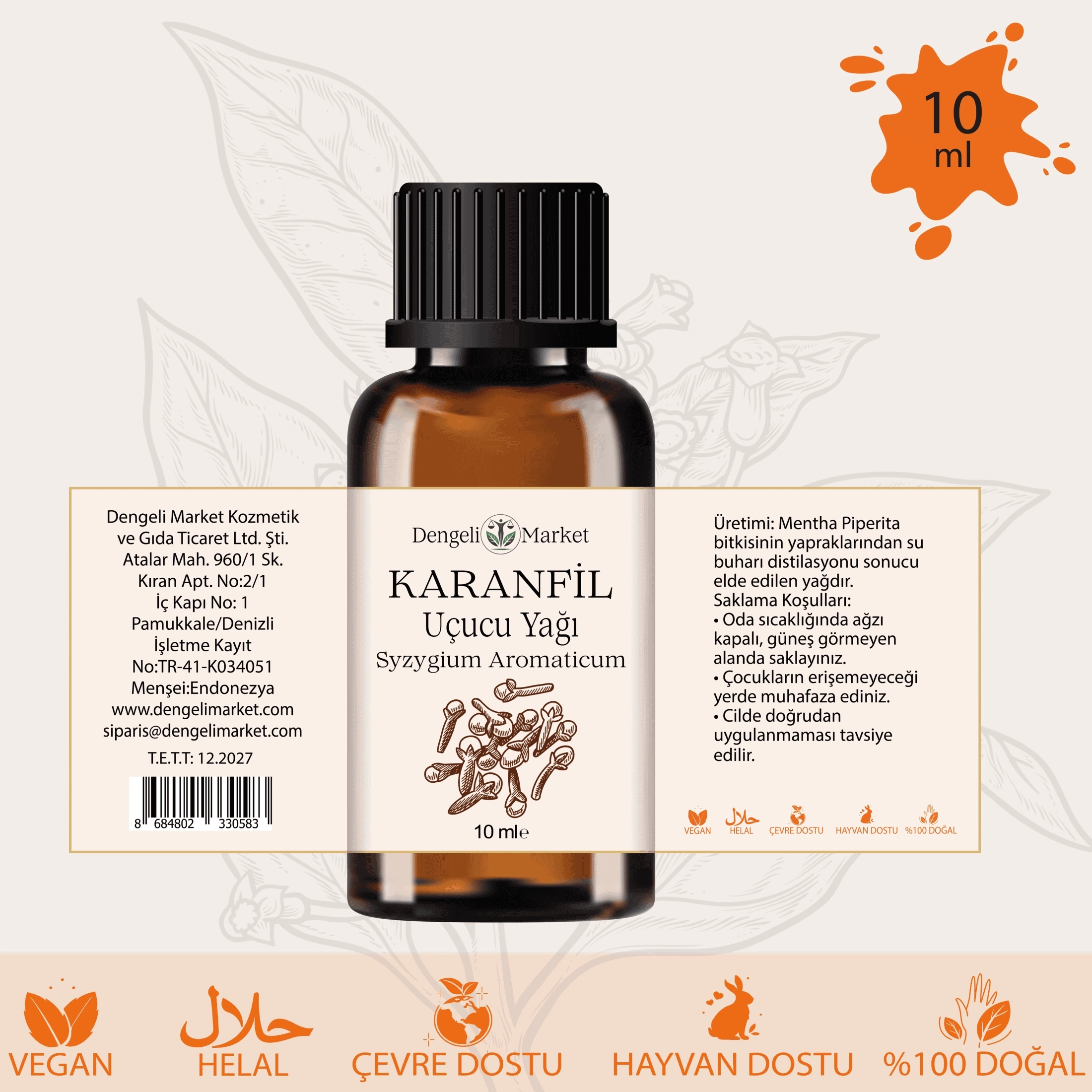 Karanfil Tomurcuk Yağı / 10 ml (Tıbbi)