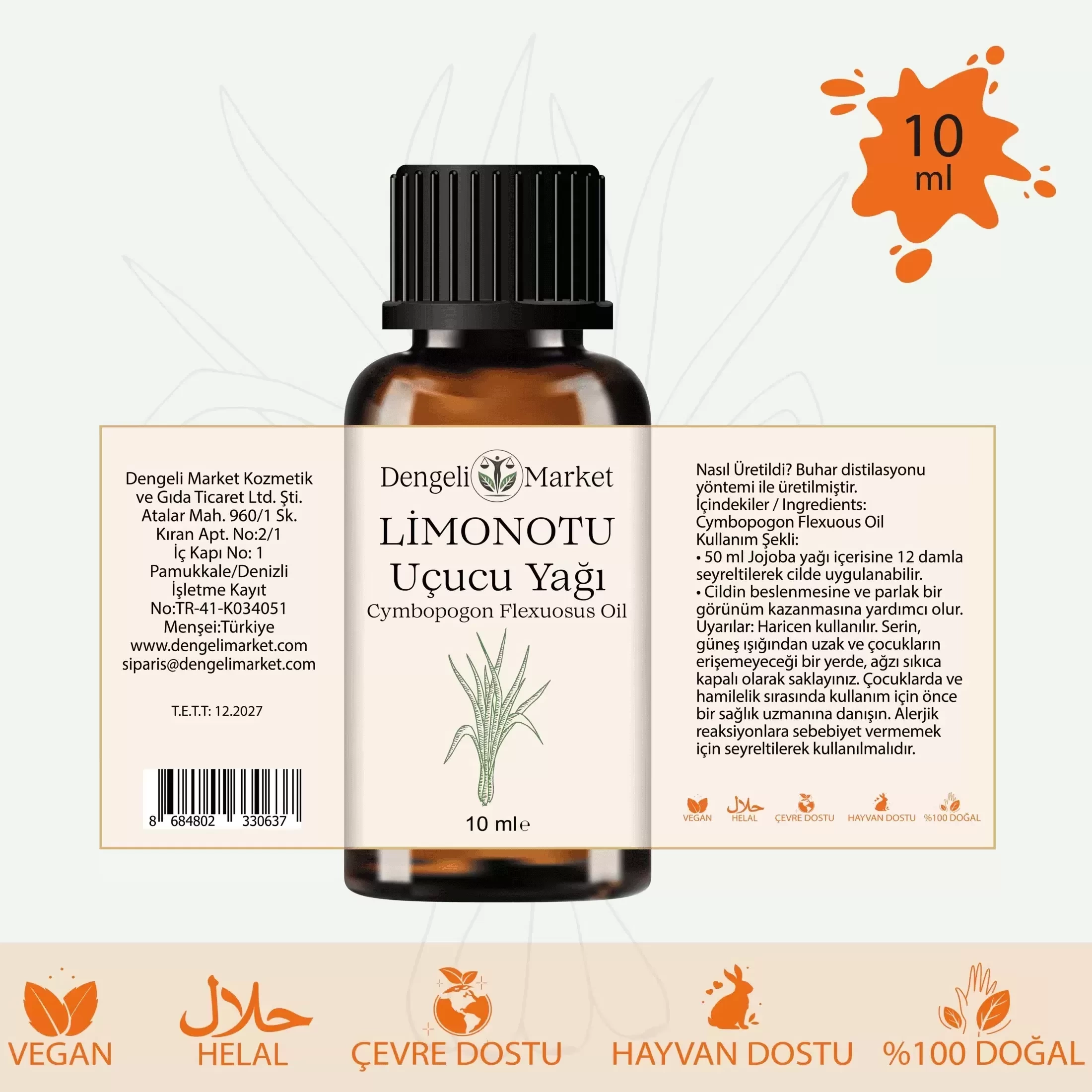 Limon Otu Yağı / 10 ml (Tıbbi)