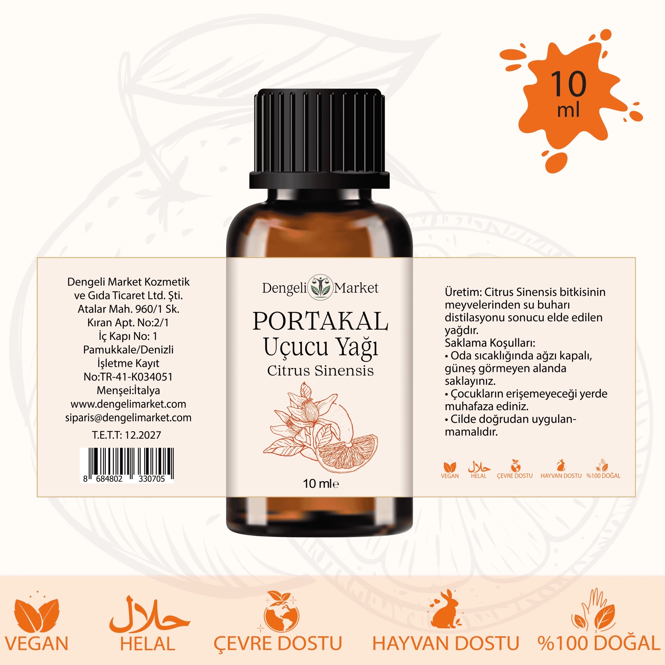 Portakal Yağı / 10 ml (Tıbbi)