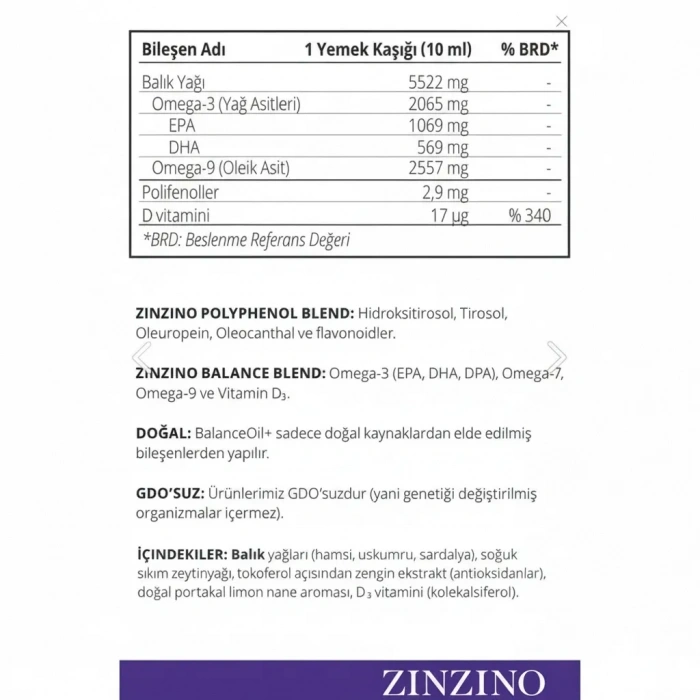 Zinzino Omega 3 - BalanceOil+ 300 ml - 1 Adet, Greyfurt Limon