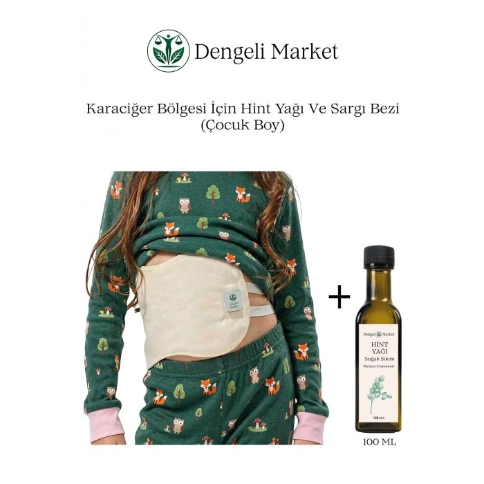 KARACİĞER Bölgesi Hint Yağı Sargı Bezi (Çocuk Boy) + 100 ML Hint Yağı (HEXANSIZ)