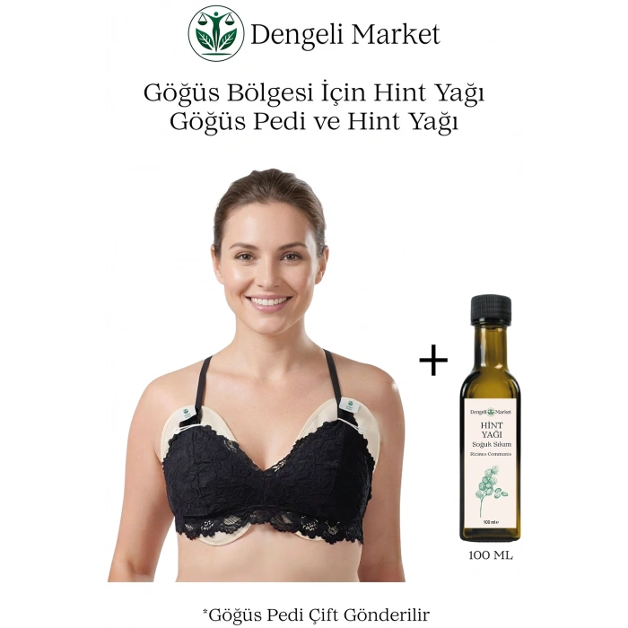 GÖĞÜS BÖLGESİ İÇİN HİNT YAĞI GÖĞÜS PEDİ + 100 ml HİNT YAĞI (HEKZANSIZ)