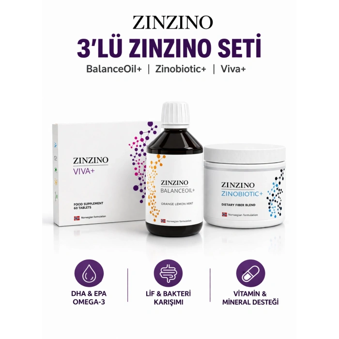 ZİNZİNO 3LÜ SET: 1 ADET 300 ML BALANCE OİL+, 1 ADET ZİNOBİOTİK, 1 ADET VİVA+, ÖLÇEK KABI HEDİYE