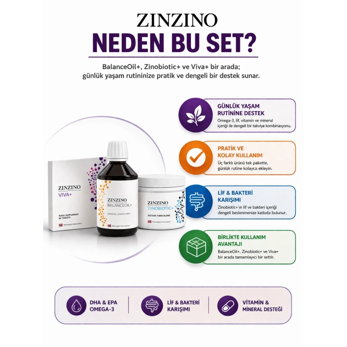 ZİNZİNO 3LÜ SET: 1 ADET 300 ML BALANCE OİL+, 1 ADET ZİNOBİOTİK, 1 ADET VİVA+, ÖLÇEK KABI HEDİYE