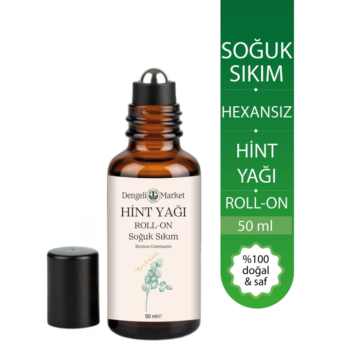 Hint Yağı Roll On 50 ml | Hekzansız | Soğuk Sıkım | Pratik Kullanım | Cam Şişe | Doğal Bakım Yağı