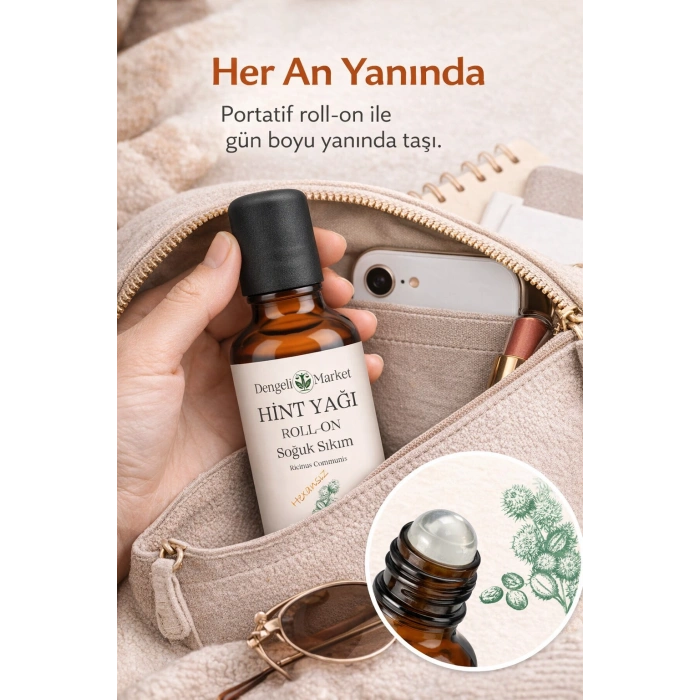 Hint Yağı Roll On 50 ml | Hekzansız | Soğuk Sıkım | Pratik Kullanım | Cam Şişe | Doğal Bakım Yağı