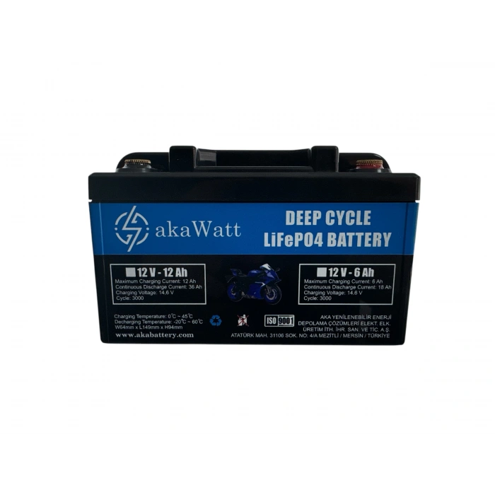 12V 12 Ah Lityum LiFePO4 Motosiklet Aküsü