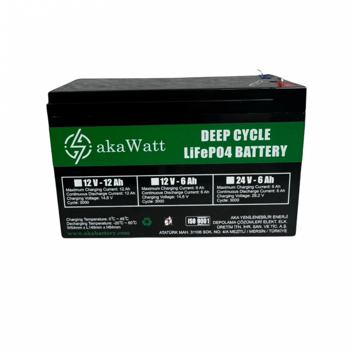 24 Volt 6Ah Lityum LiFePO4 Akü