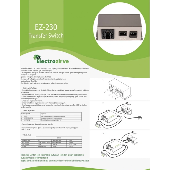 Electrozirve 10A Transfer Switch
