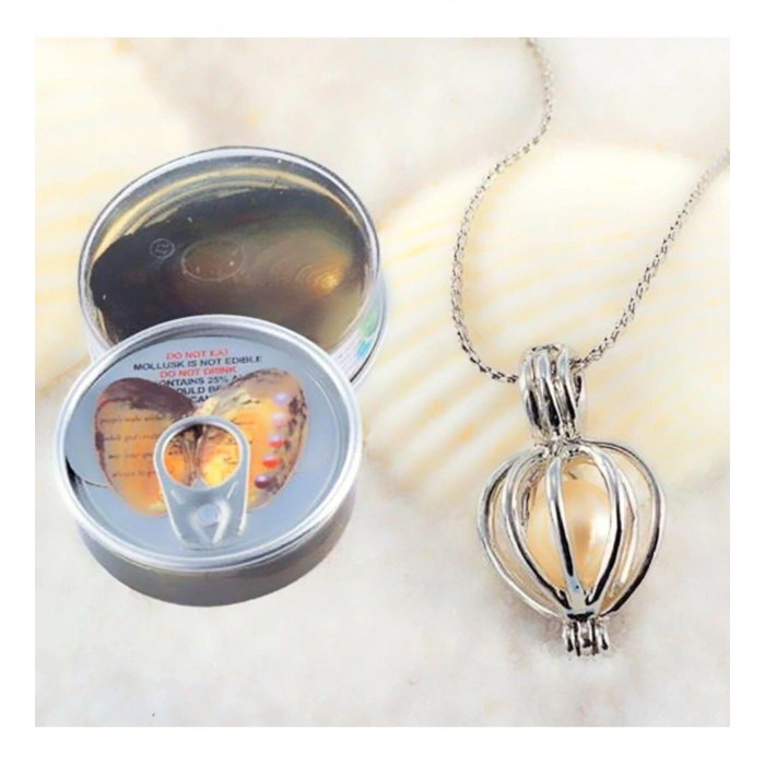 Gerçek İstiridye içinde Tatlı Su İnci Kolye Seti Okyanusun Gizemi