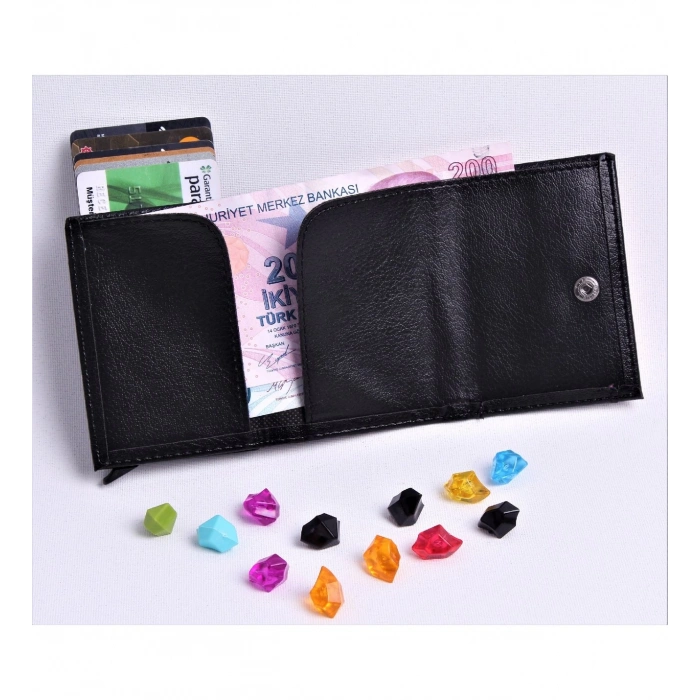 Otomatik Mekanizmalı Deri Cüzdan