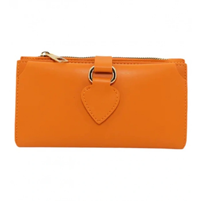 Turuncu Kişiye Özel Telefon Bölmeli Trend Kadın Cüzdan