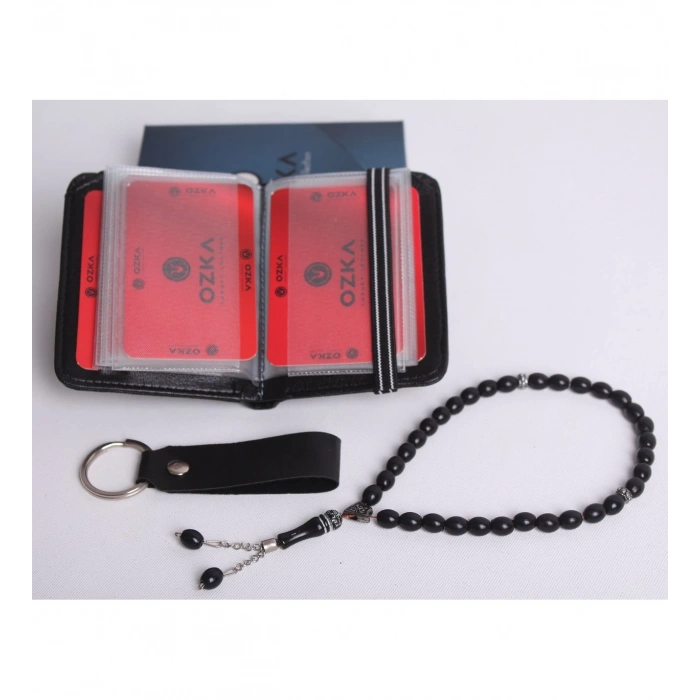 KİŞİYE ÖZEL LASTİKLİ KARTLIKLI CÜZDAN - ANAHTARLIK VE TESPİH HEDİYE