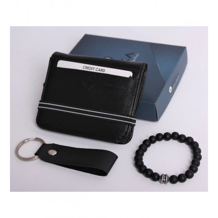 KİŞİYE ÖZEL LASTİKLİ KARTLIKLI CÜZDAN - ANAHTARLIK VE BİLEKLİK HEDİYE