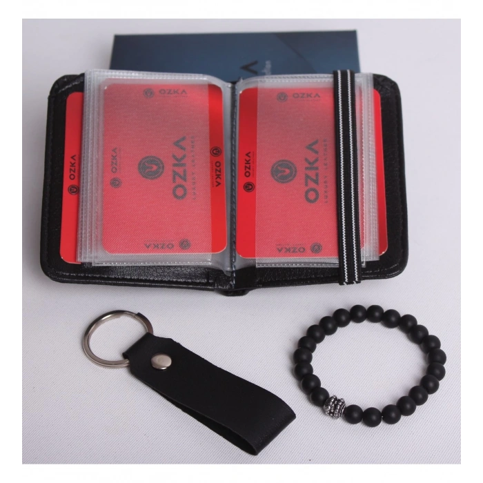 KİŞİYE ÖZEL LASTİKLİ KARTLIKLI CÜZDAN - ANAHTARLIK VE BİLEKLİK HEDİYE