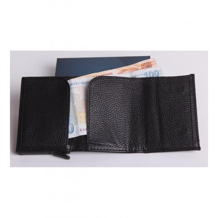 KİŞİYE ÖZEL YENİ TREND MIKNATISLI OTOMATİK MEKANİZMALI CÜZDAN - ANAHTARLIK HEDİYELİ