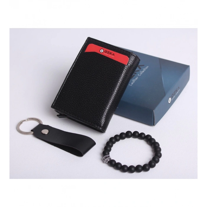 KİŞİYE ÖZEL YENİ TREND OTOMATİK MEKANİZMALI CÜZDAN - ANAHTARLIK VE BİLEKLİK HEDİYELİ