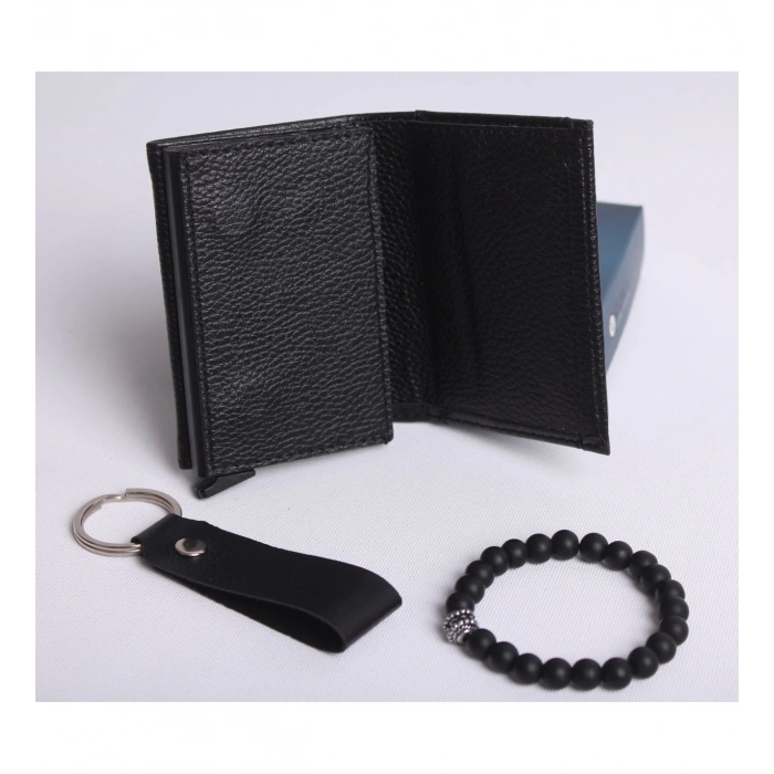 KİŞİYE ÖZEL YENİ TREND OTOMATİK MEKANİZMALI MIKNATISLI CÜZDAN - ANAHTARLIK VE BİLEKLİK HEDİYELİ