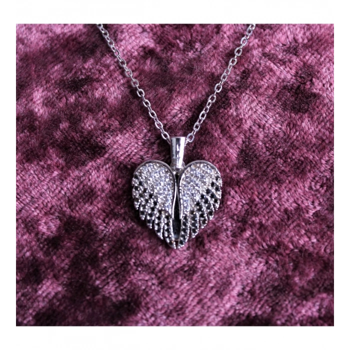 KİŞİYE ÖZEL HARF BASKILI KANATLI KALP KOLYE