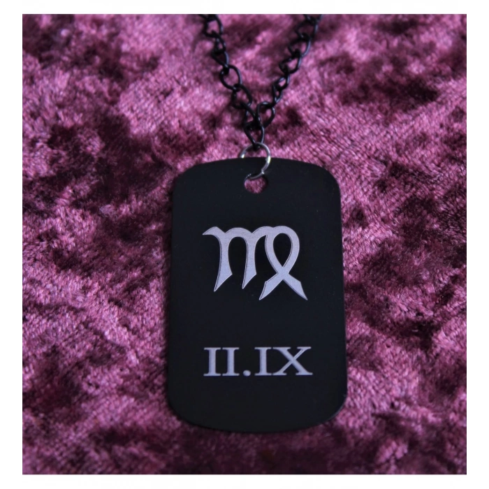 KİŞİYE ÖZEL BURÇ VE TARİH BASKILI UNISEX KÜNYE KOLYE