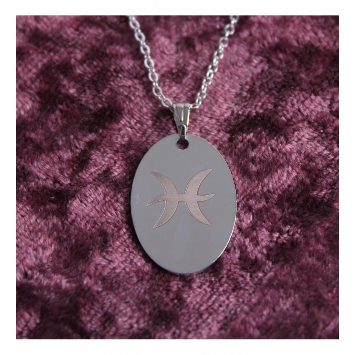 KİŞİYE ÖZEL BURÇ BASKILI UNISEX KOLYE (GÜMÜŞ)