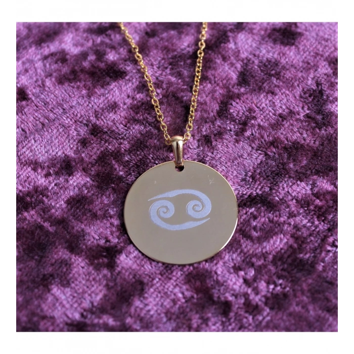 KİŞİYE ÖZEL BURÇ BASKILI UNISEX KOLYE (GOLD)