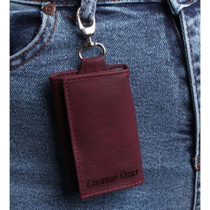 KİŞİYE ÖZEL BORDO ANAHTARLIK