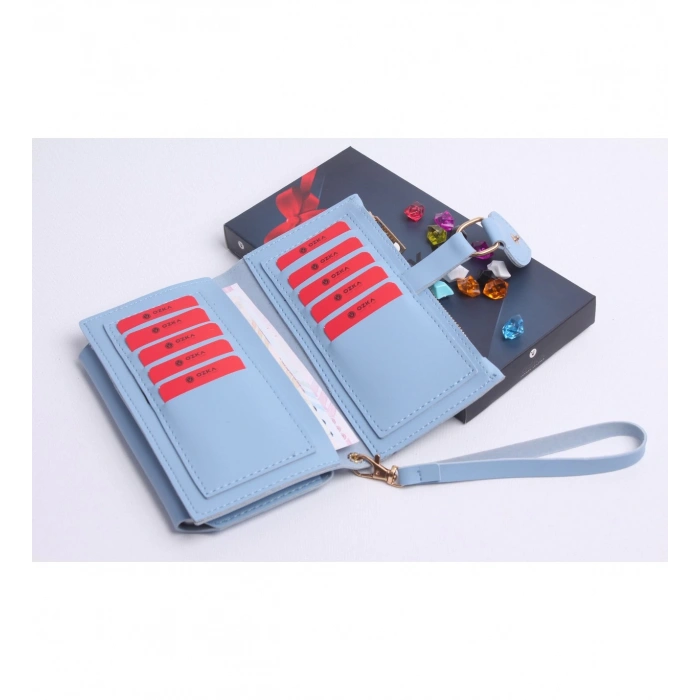 KİŞİYE ÖZEL MAVİ RENK MAÇA MODEL CÜZDAN & ALTIN ANAHTAR KOLYE SET - ANAHTARLIK HEDİYELİ!