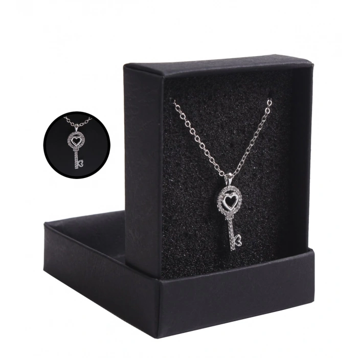 HEDİYELİK KALBİMİN ANAHTARI TEMALI BEYAZ ANAHTAR KOLYE