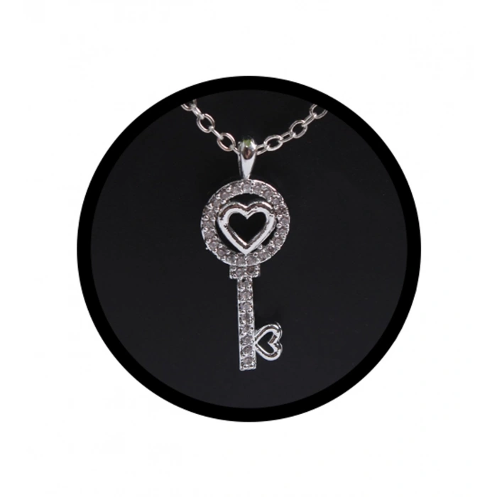 HEDİYELİK KALBİMİN ANAHTARI TEMALI BEYAZ ANAHTAR KOLYE